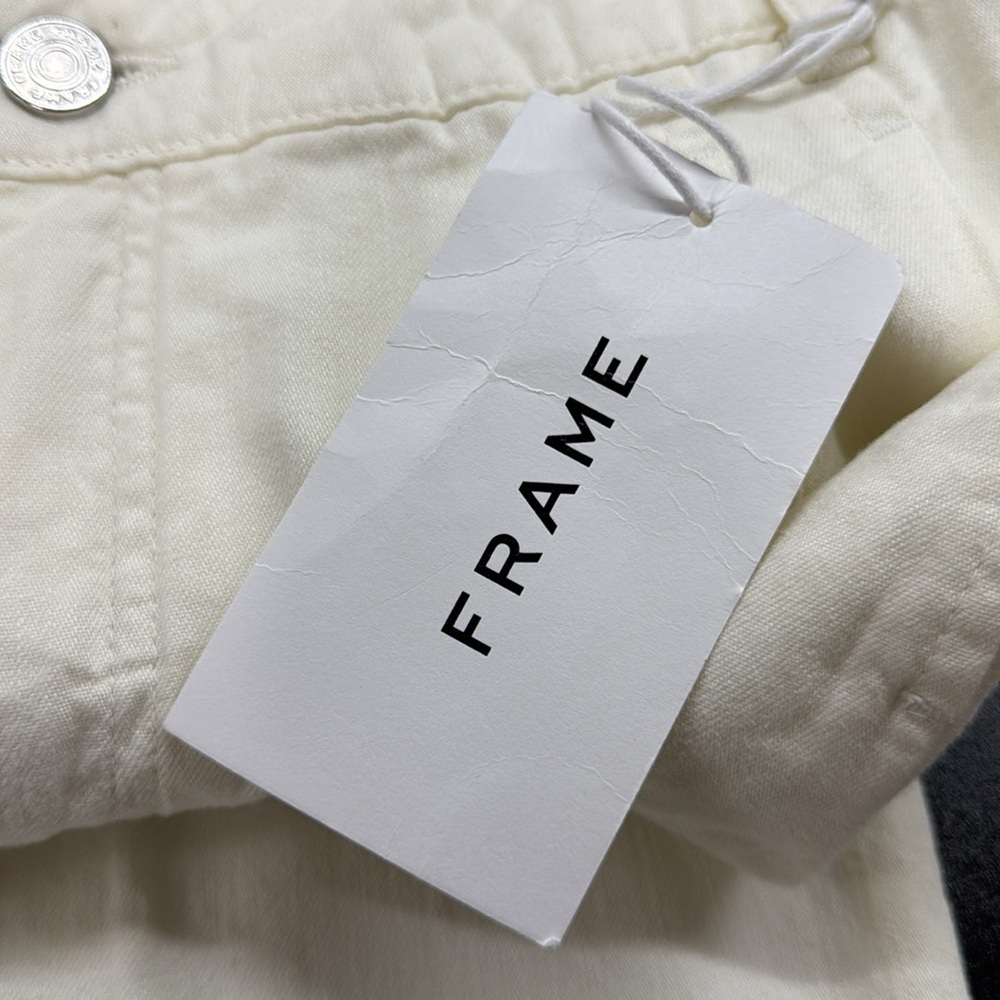 FRAME NWT Ecru Ivory High Waist Wide Leg Denim Pleated Front Chino Pants - Picture 6 of 12